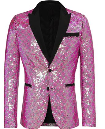 Festliche wendbare Pailletten-Smokingjacke (Art-Deco) in Rosa/Silber