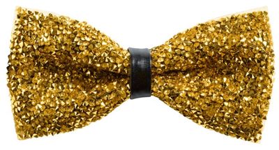 Glitzernde Paillettenfliege mit Strasskristallen im Brillantschliff Gold