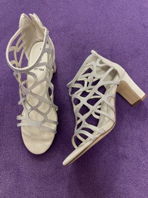 s.Oliver Glitzer-Riemchen-Sandalette mit Blockabsatz