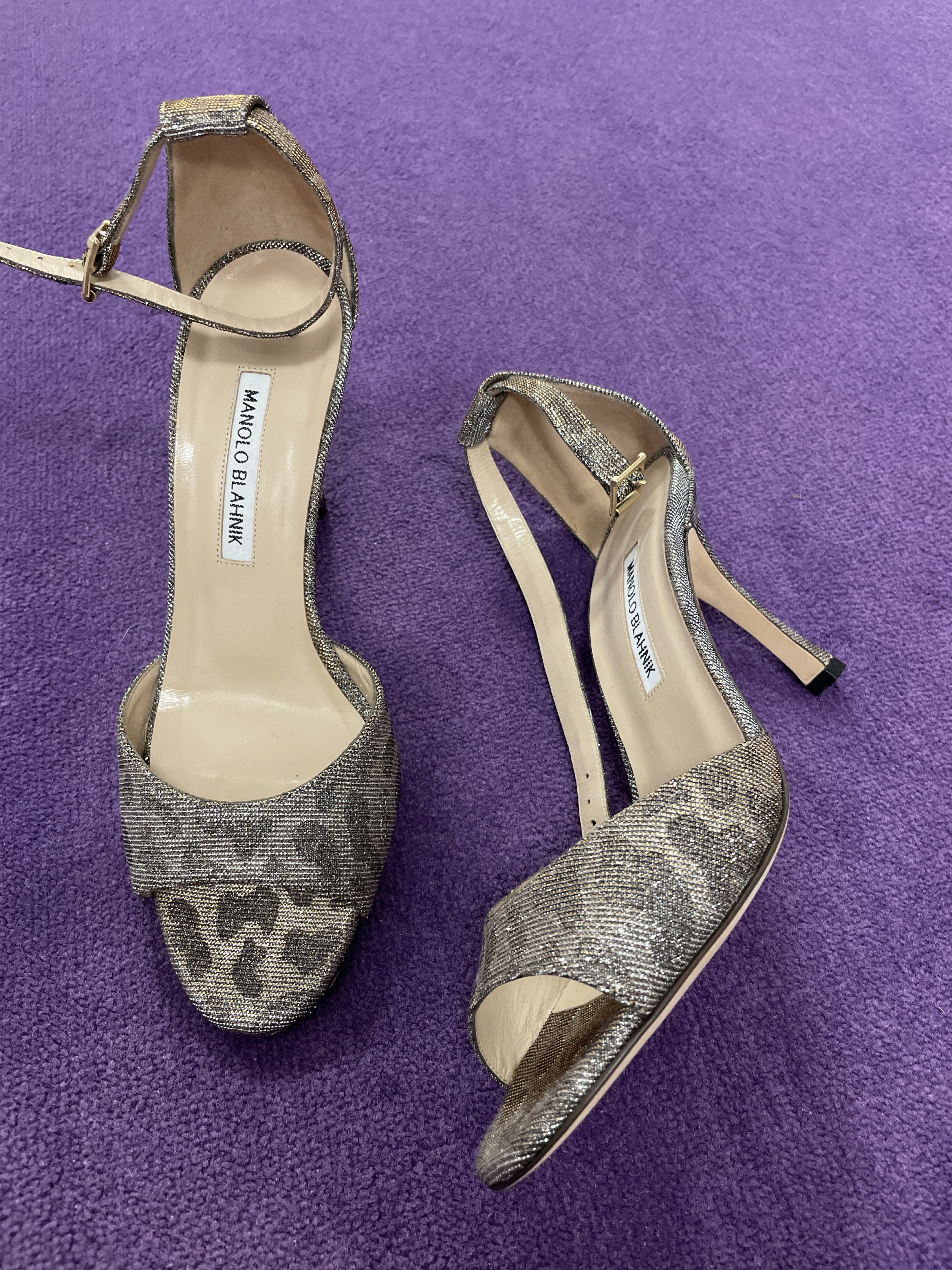 Open-Toe Sandalen-Stiletto mit Knöchelriemen (Kristall-Mesh, Animal-Jacquard)