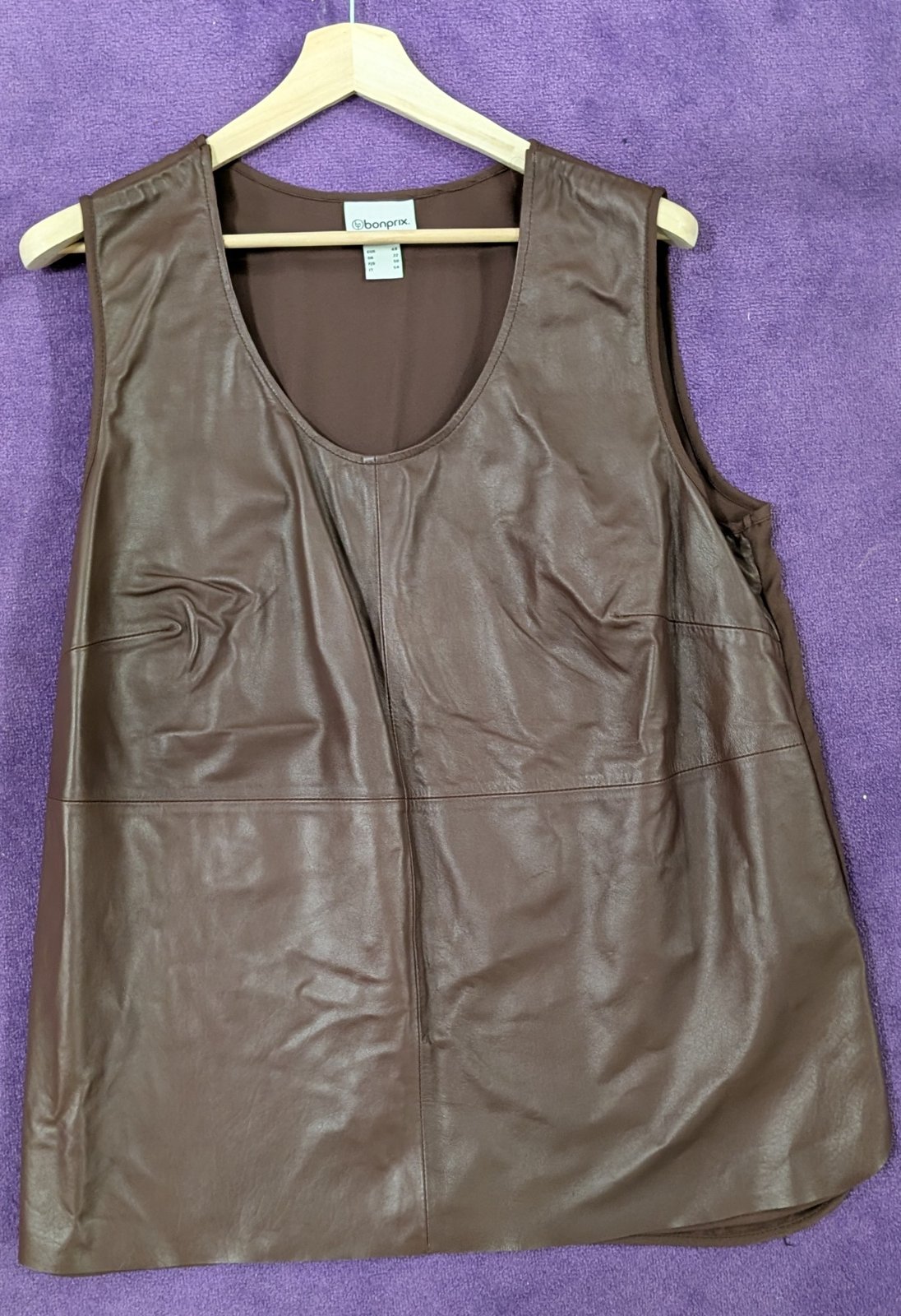 Tanktop mit Vorderseite aus Lammnappa-Leder - Bild 1