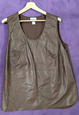 Tanktop mit Vorderseite aus Lammnappa-Leder