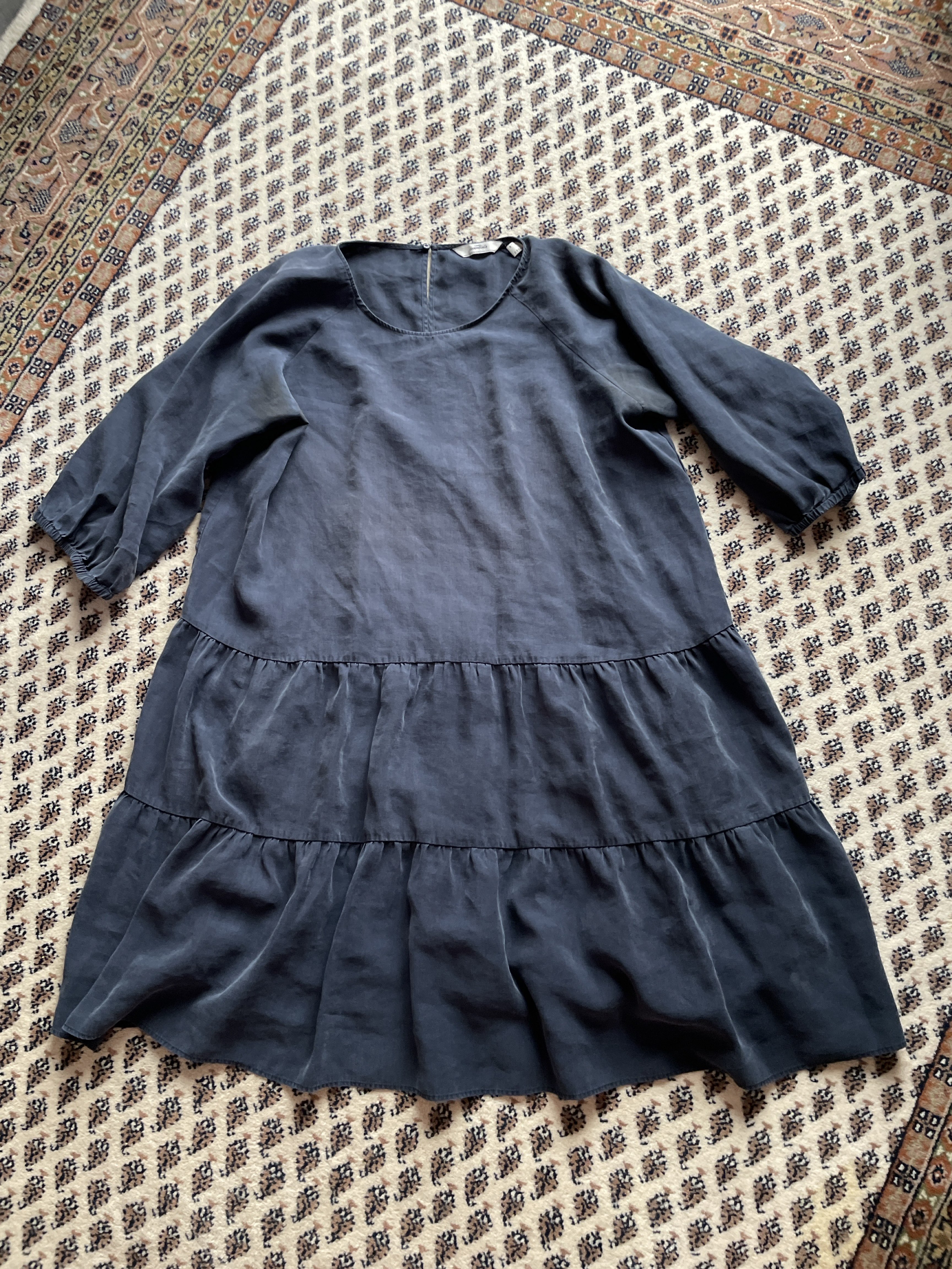 A-Linien-Webkleid mit zwei Volants