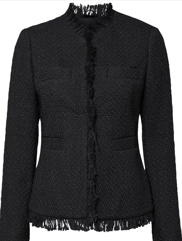 Bouclé-Jacke mit Fransen, schwarz - Bild 1
