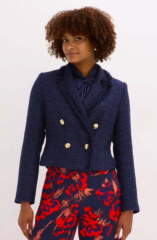 Bouclé-Blazer mit dekorativen Knöpfen - Bild 2