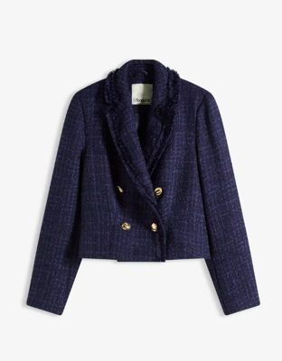 Bouclé-Blazer mit dekorativen Knöpfen