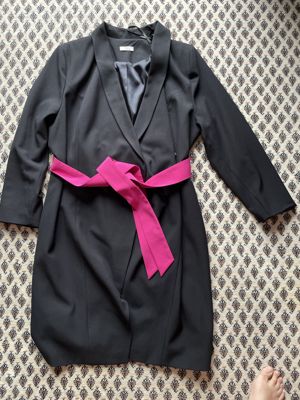 Jackett-Wickelkleid mit Blazerkragen und Bindegürtel
