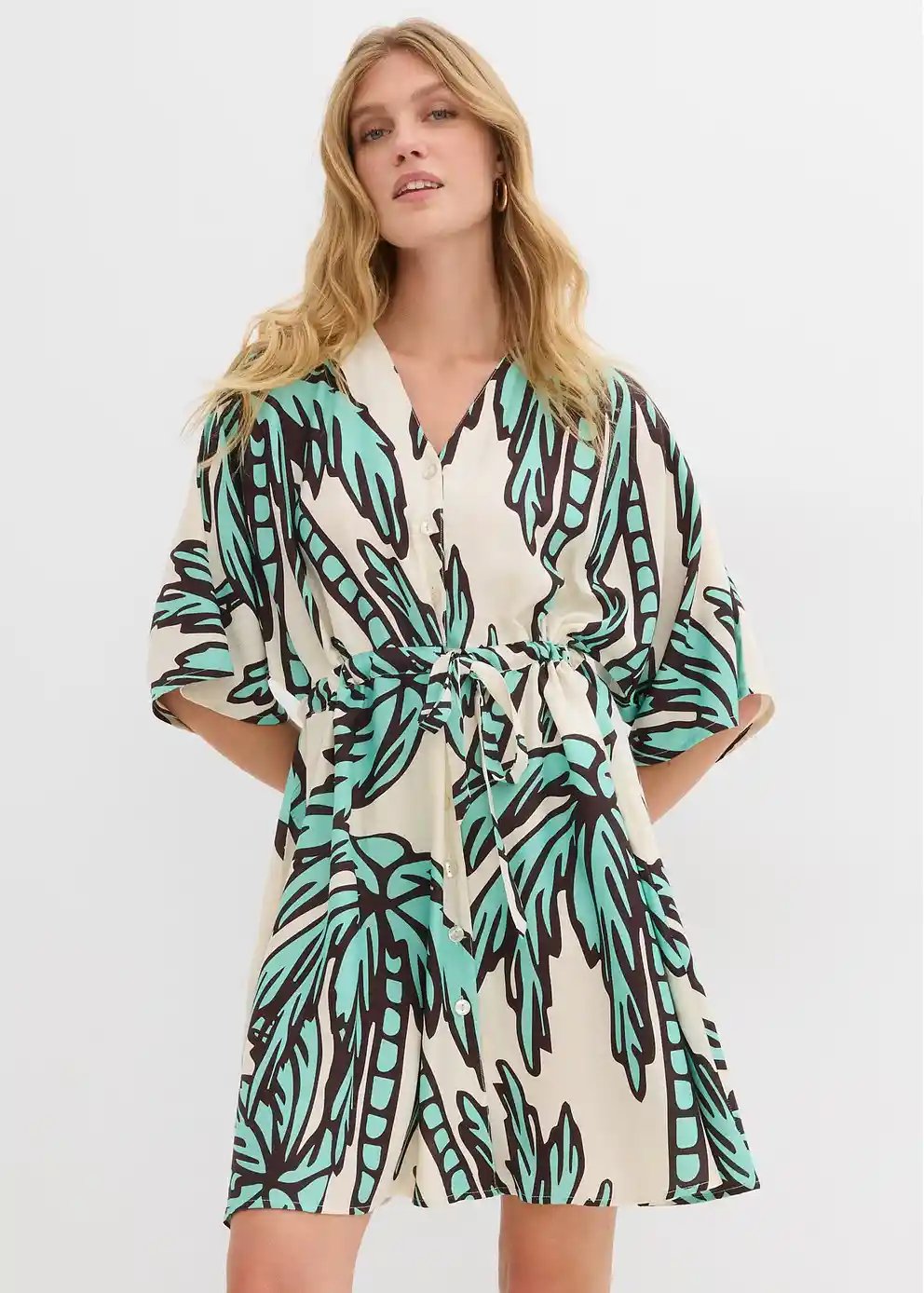 Minikleid mit Kimono-Ärmeln dunkelblau floral - Bild 2
