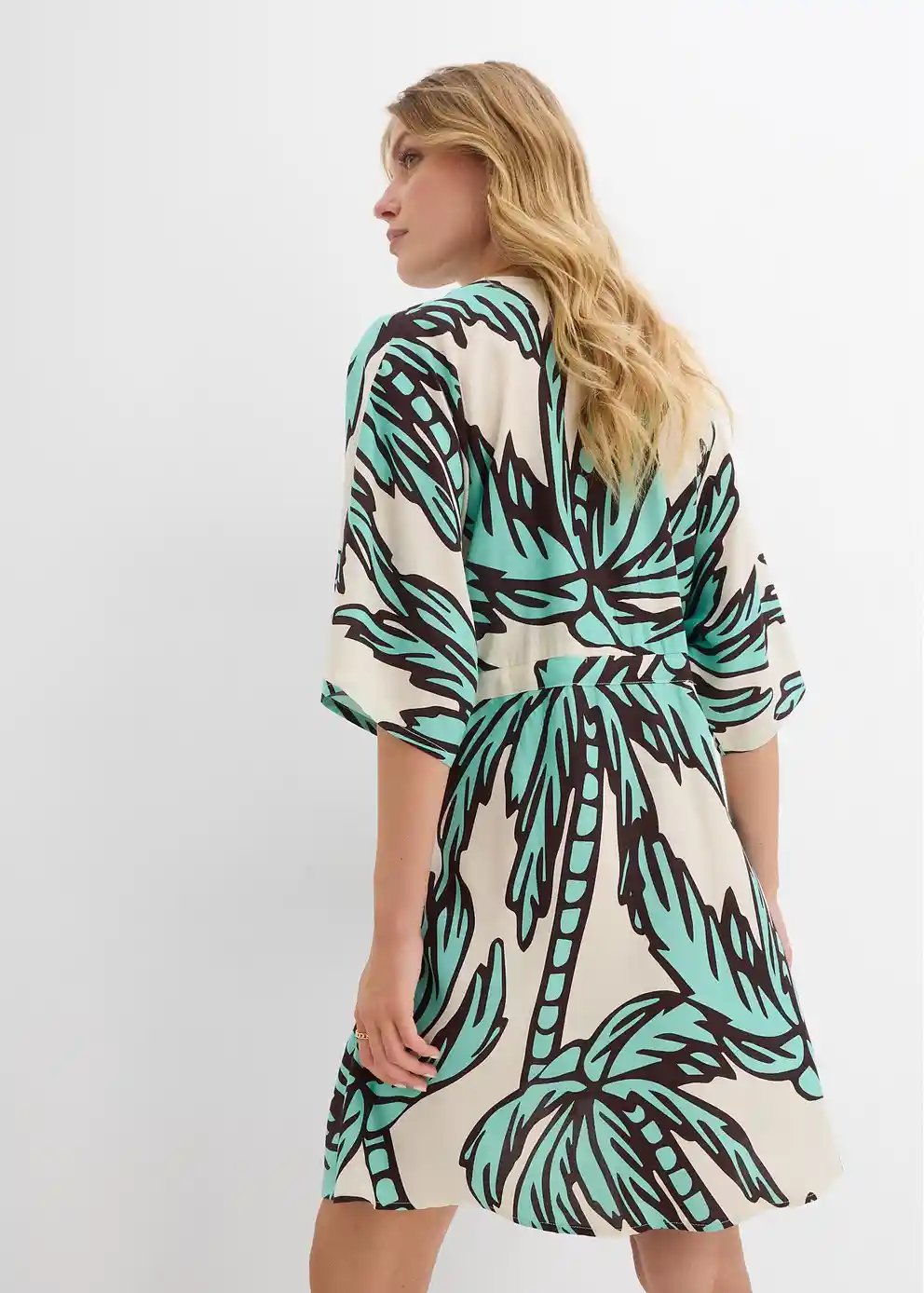 Minikleid mit Kimono-Ärmeln dunkelblau floral - Bild 3