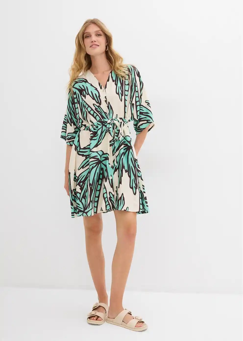 Minikleid mit Kimono-Ärmeln dunkelblau floral - Bild 4