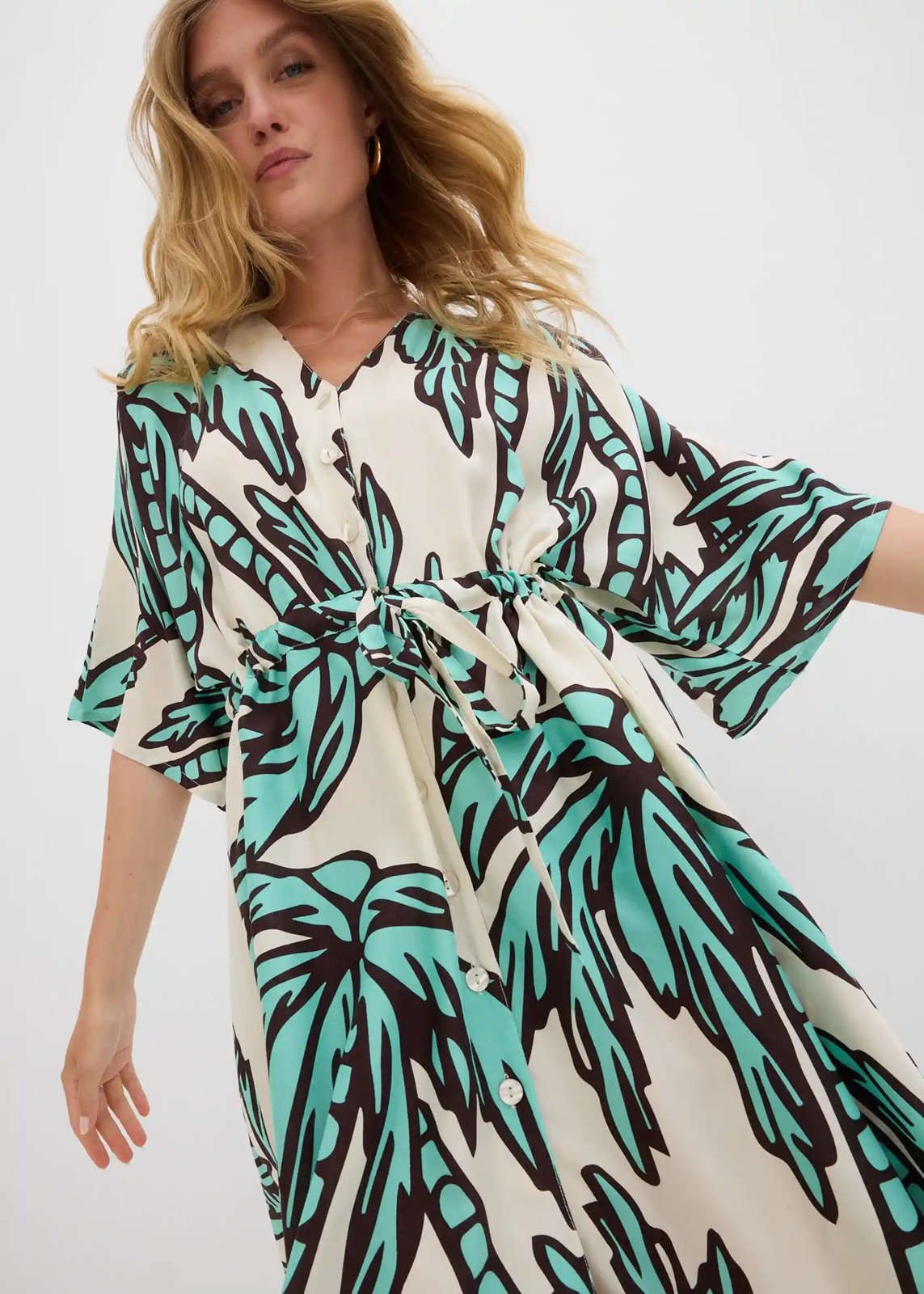 Minikleid mit Kimono-Ärmeln dunkelblau floral - Bild 7