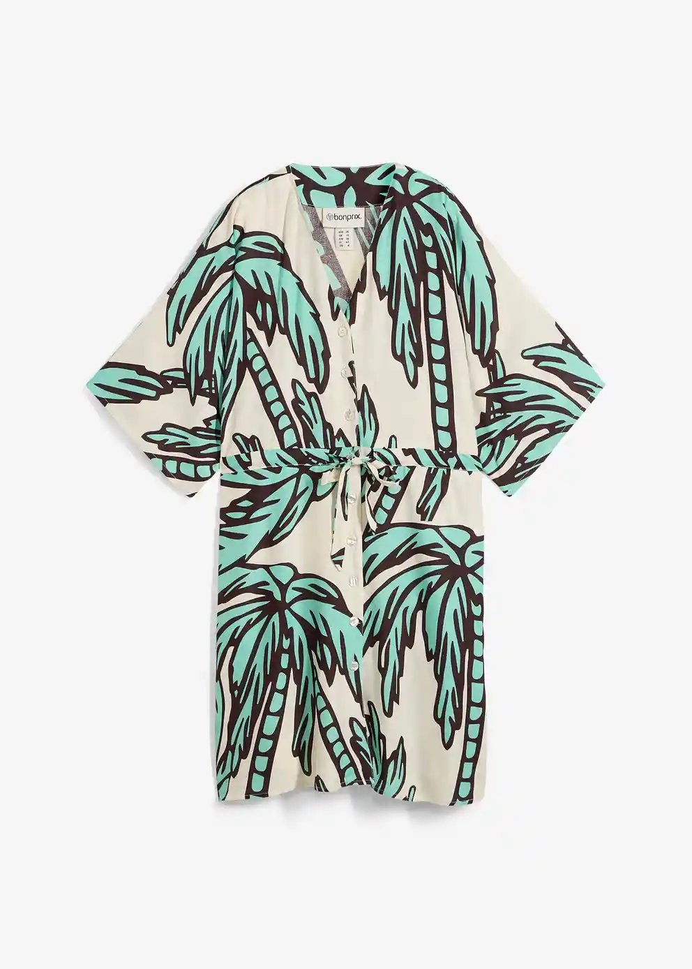 Minikleid mit Kimono-Ärmeln dunkelblau floral - Bild 1