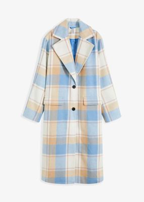 Oversize-Mantel, brilliantblau kariert
