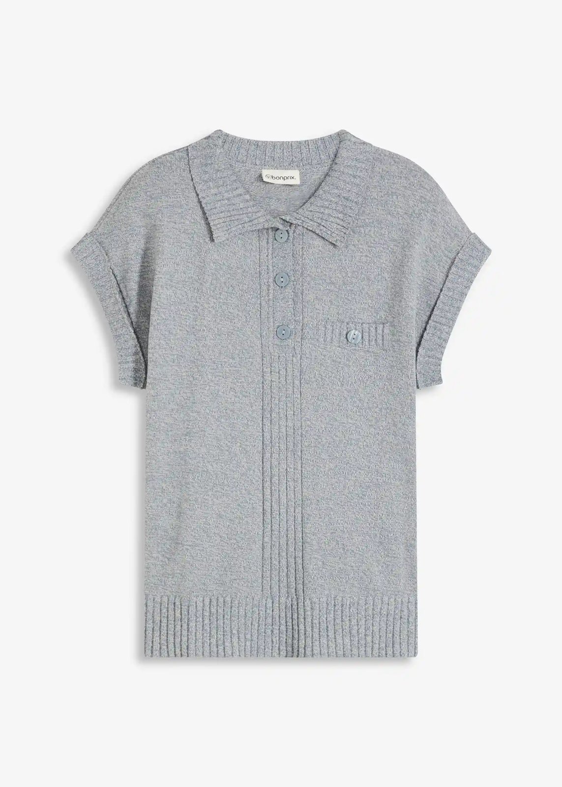 Polo-Pullover mit Baumwolle rauchblau - Bild 1