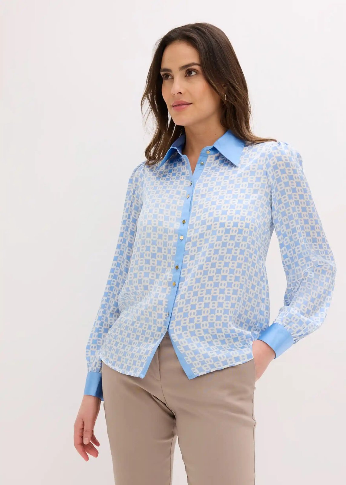 Satinbluse mittelblau - Bild 2