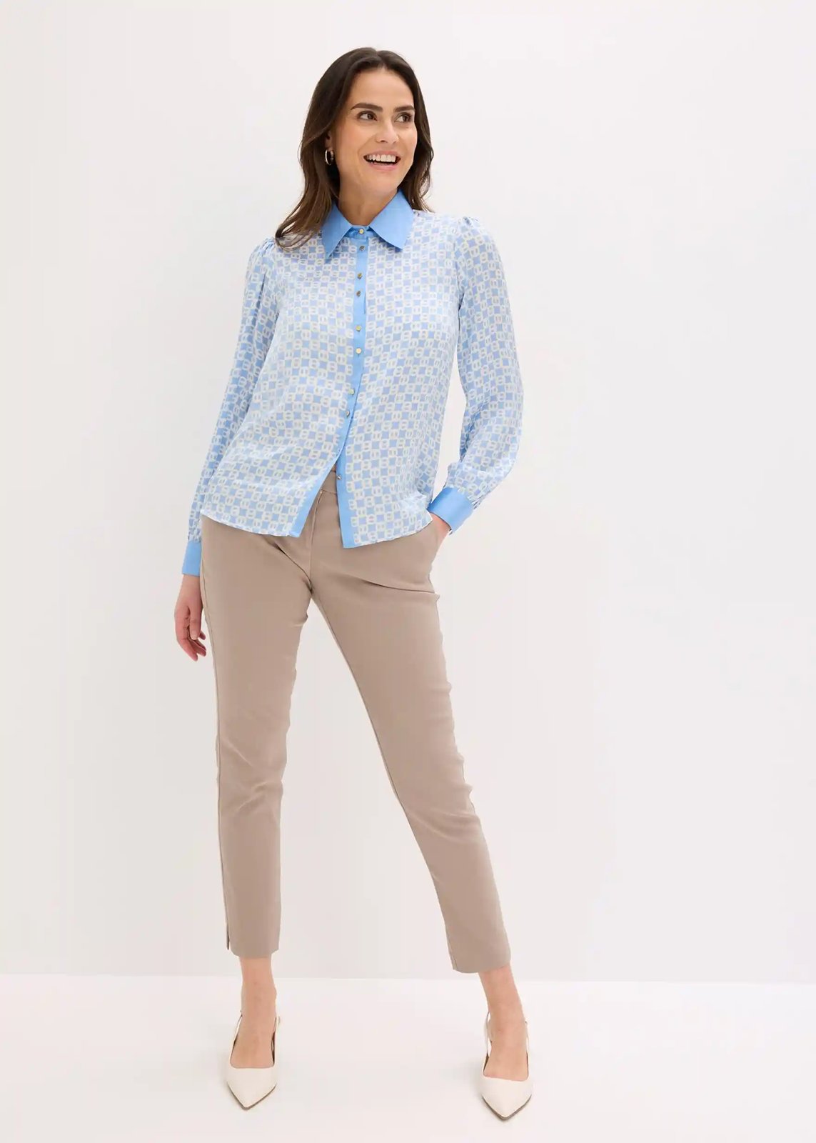 Satinbluse mittelblau - Bild 4