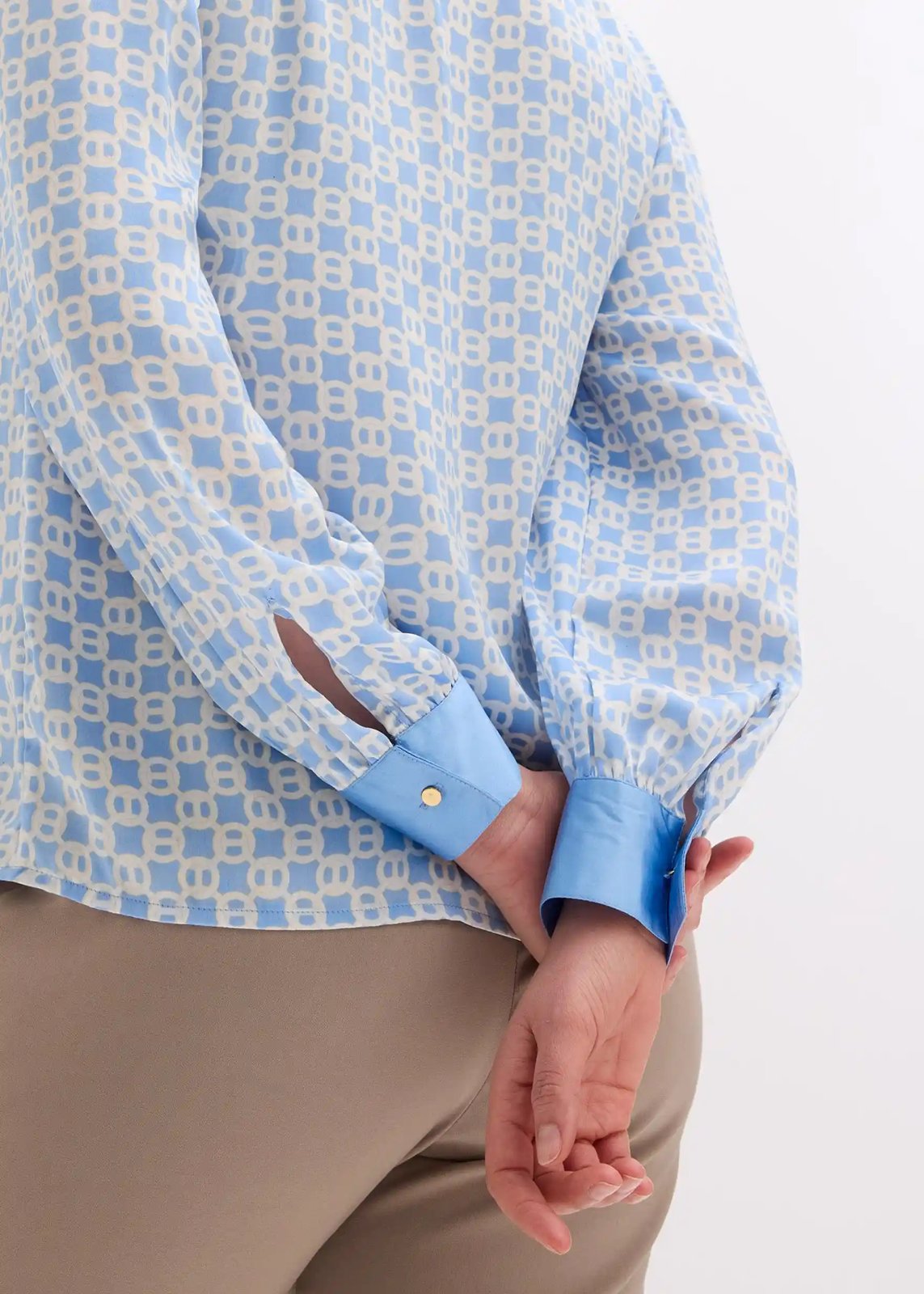 Satinbluse mittelblau - Bild 6