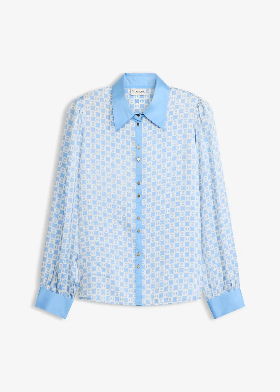 Satinbluse mittelblau - Bild 1