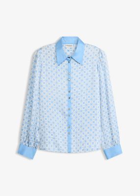 Satinbluse mittelblau