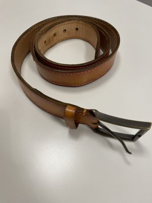 Handgenähter Jeans-Gürtel aus Glattleder (orangebraun, ca. 4 cm)