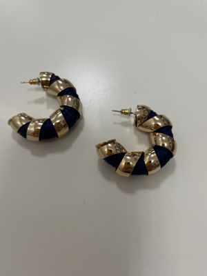 Creolen mit Navy-Seil & roségoldfarbenem Metallband (ca. 3 cm)