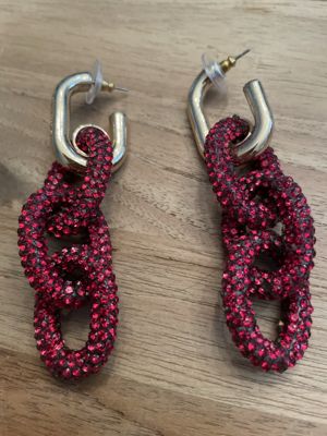 Statement-Ohrstecker mit Kettenglied-Anhängern (Strass)