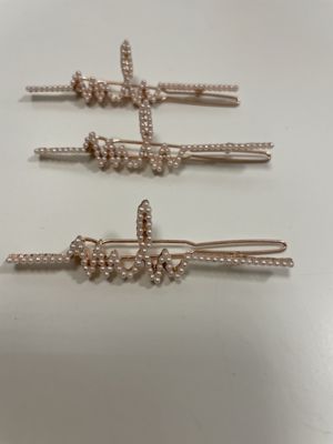 Set Haarklammern (3er) Roségold mit Perlen-Monogramm „MH“