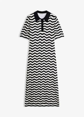 Strickkleid schwarz/weiß
