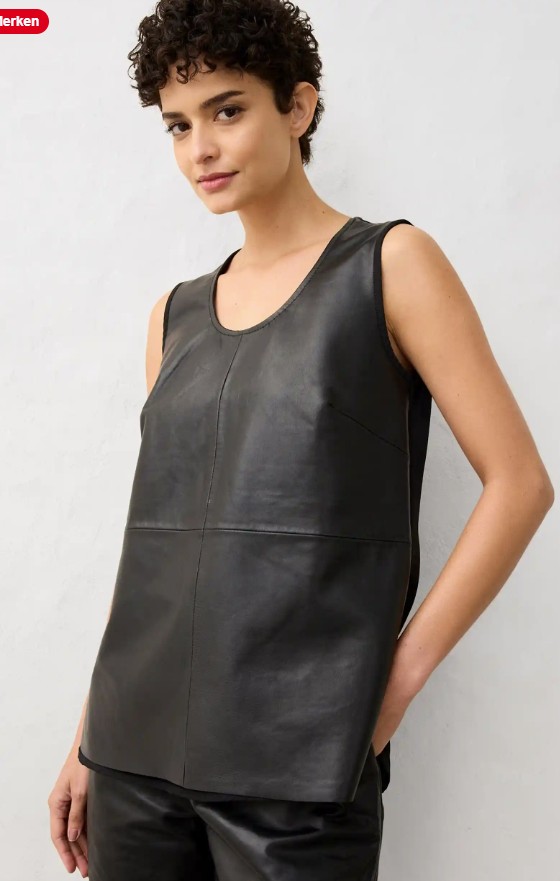 Tanktop mit Vorderseite aus Lammnappa-Leder - Bild 2