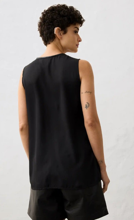 Tanktop mit Vorderseite aus Lammnappa-Leder - Bild 3