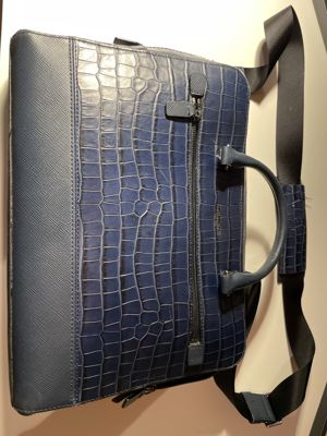 Klassische Laptop-/Aktentasche (Dunkelblau, Croc-Optik)