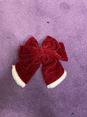 Weihnachtliche Samt-Schleifen-Haarspange mit Kunstfell