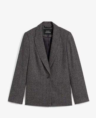 Wollblazer mit Fischgratmuster