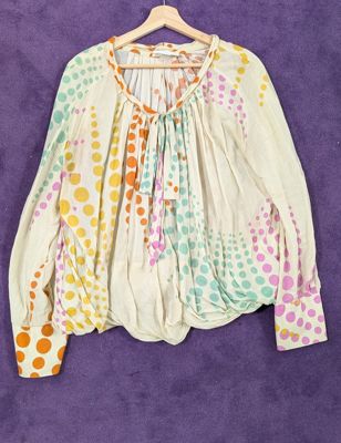WUNDERKIND x hessnatur Cremefarbene Bluse mit bunten Punkten